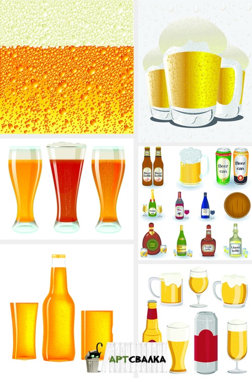 Бокалы с пивом и пивной фон | Glasses of beer and beer background
